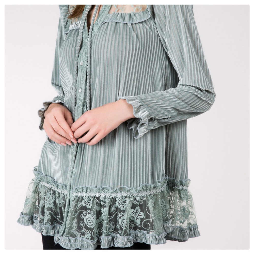 Feminine Feature Velvet Tunic Top - Picture 6 of 9